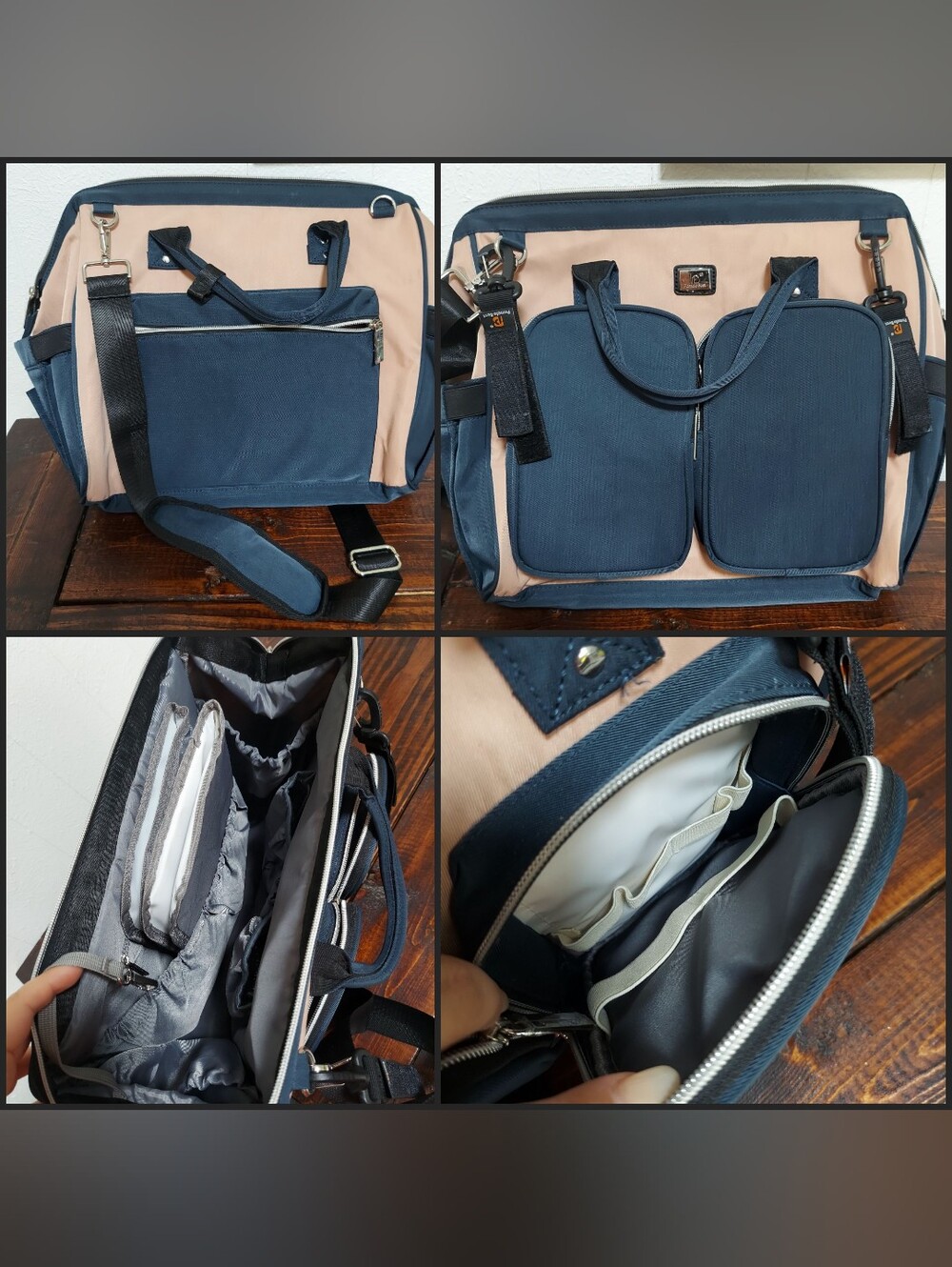 POMELO NAVY BLUE & PINK TOTE / CROSSBODY DIAPER BAG
